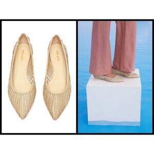 💕CULT GAIA💕 Leena Point Toe Woven Raffia Cage Flats ~ Natural US 10 EU 40 NWT